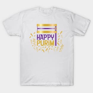 Purple Gold Happy Purim and Grogger T-Shirt